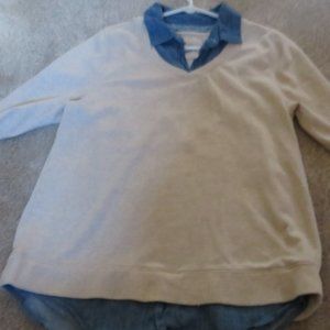 WOMEN'S -SONOMA SIZE L - TOP -JEAN WITH SWEATSHIRT LOOK OVER